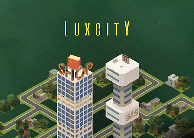 3D design and banners for Luxcity 3d 3d modeling blender city fire game