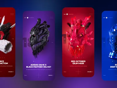 Futuristic Fashion App Design 3d app app design design digital store ecommerce fashion app futuristic design futuristic ui interface ios masks mobile shop product design product page sneakers ui ux