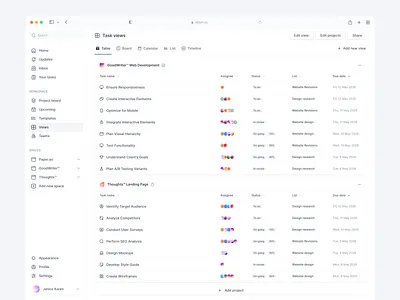 Task Table View app design app ux board design crm app note app table view task app task design task list ui design ux design