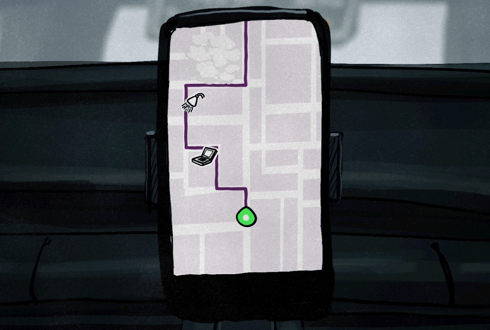 Reroute, for LA County's Public Health 2d 2d animation animation cel cel animation gps illustration motion motion graphics phone route watercolor