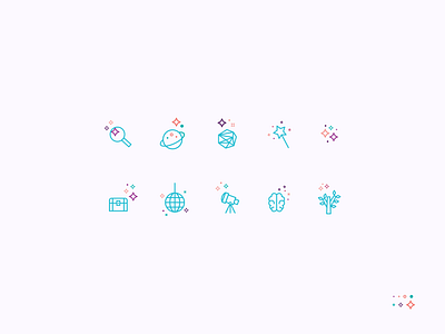 prosperity unleashed icons. branding design esoteric gifts illustration logo magic planets potential shining space sparkle