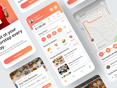 FeastFrenzy - Food Delivery App cart courier delivery delivery app delivery service fast food food food delivery kitchen lunch mobile order order food pizza restaurant restaurant app shipping ui ui design uiux