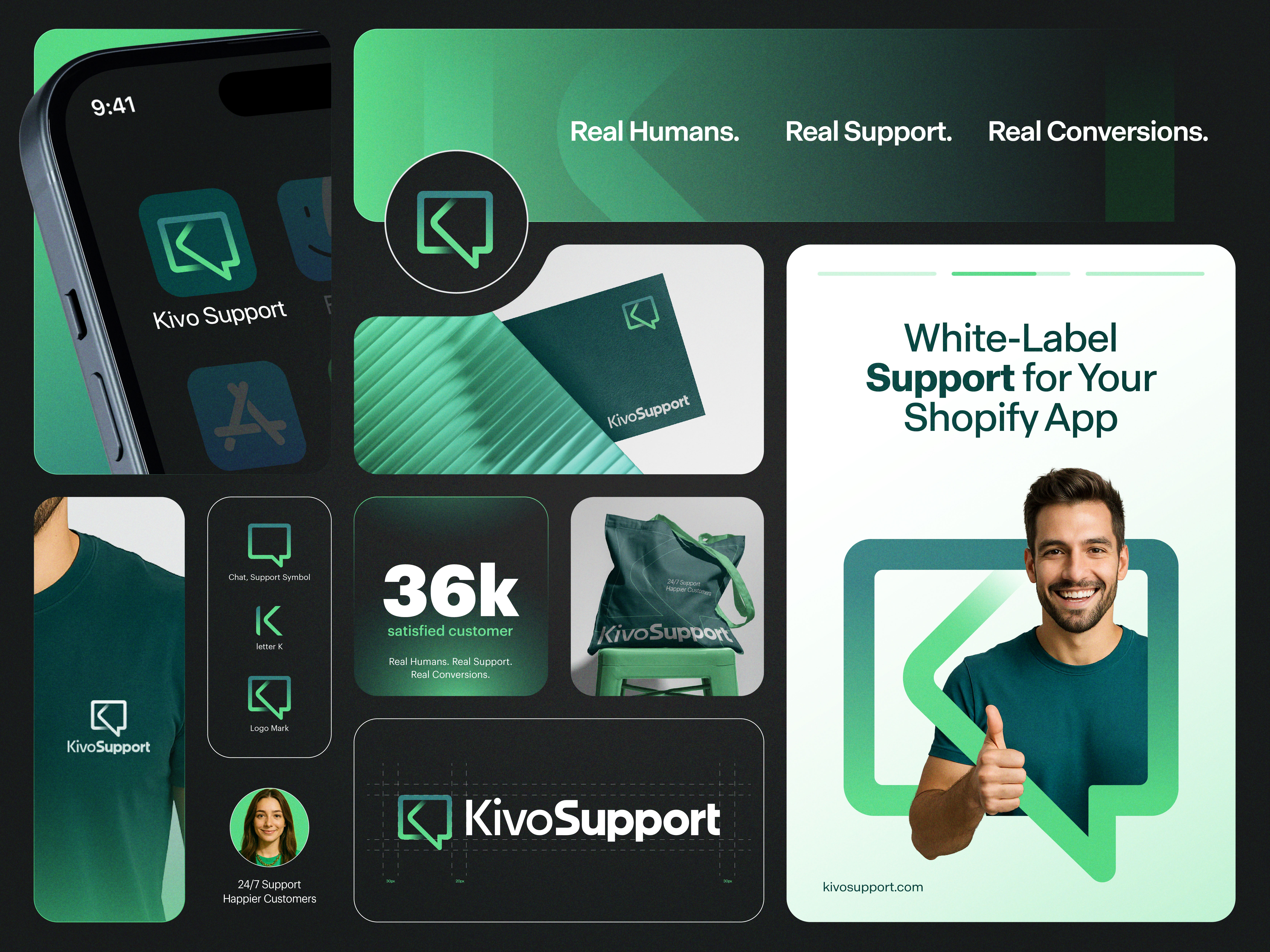 Kivo Support - Tech Branding brand branding design graytive identity k k logo logo logo design logo designer logomark logos logotype modern logo shopify app support support typography vector