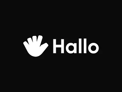 Hello 👋 black and white brand identity creative hand logo hello hi logo