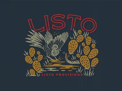 Listo Provisions apparel apparel design branding cactus design graphic design grass illustration illustration art nature rattlesnake roadrunner snake texas typography vector western wild wild west