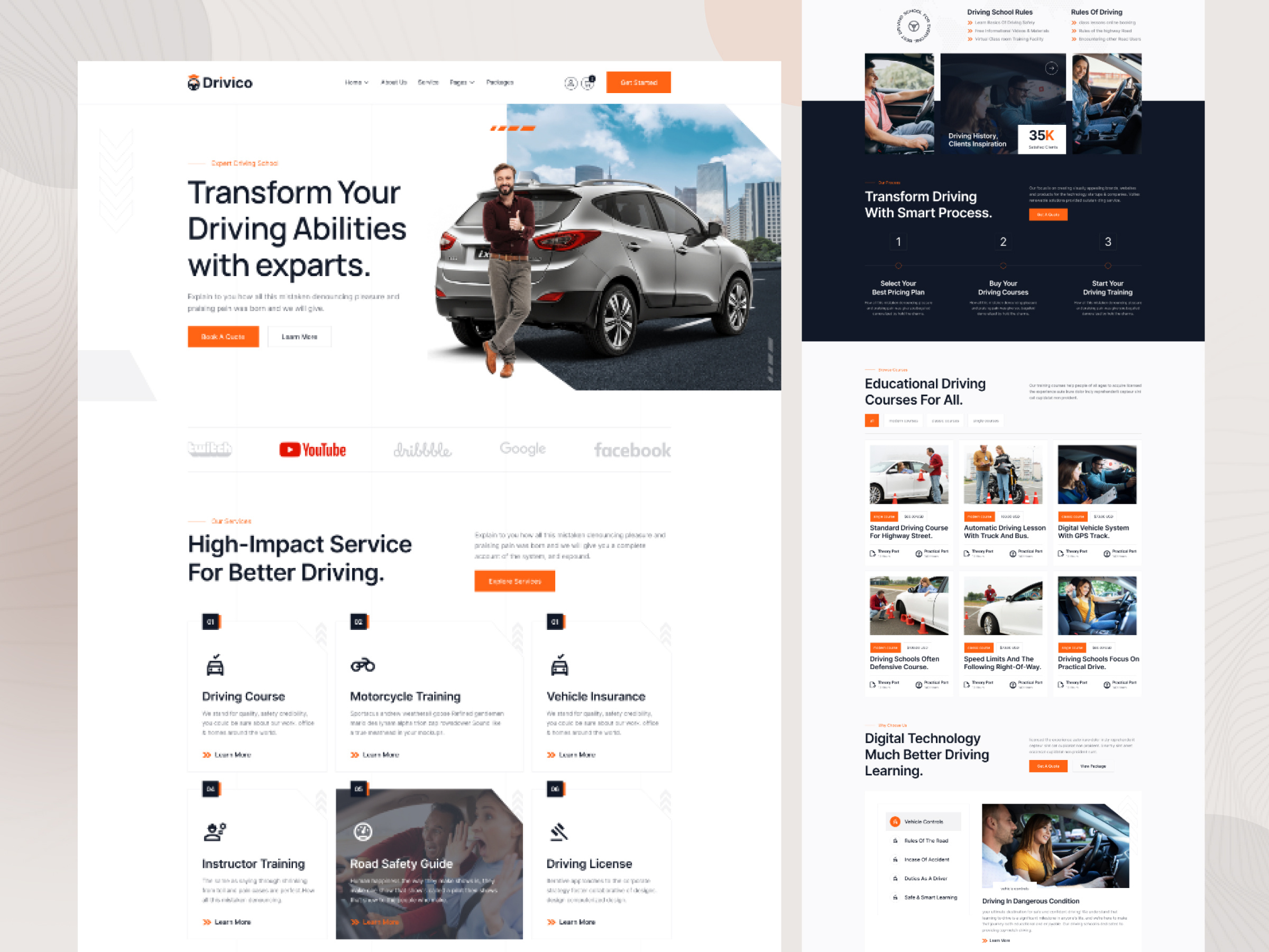Drivico - Driving School Landing Page UI Design template