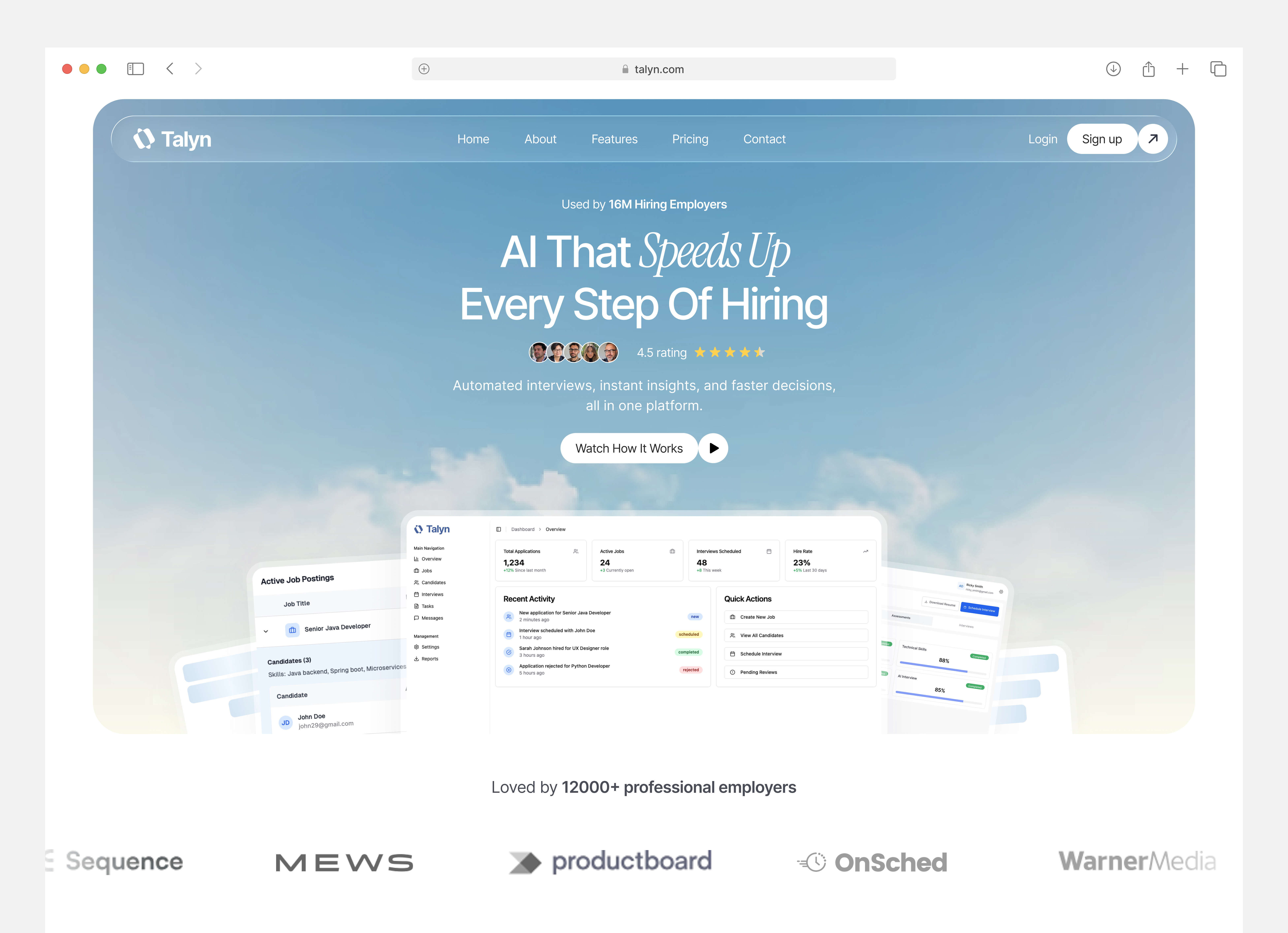 Talyn | AI SaaS | Hiring Platform agency branding aiux animation b2b design best agency brand identity branding design digital product design graphic design hireingplatform landingpage design minimal ui saasdesign tech design ui uxagency uxtreands vexo lab agency webdesign