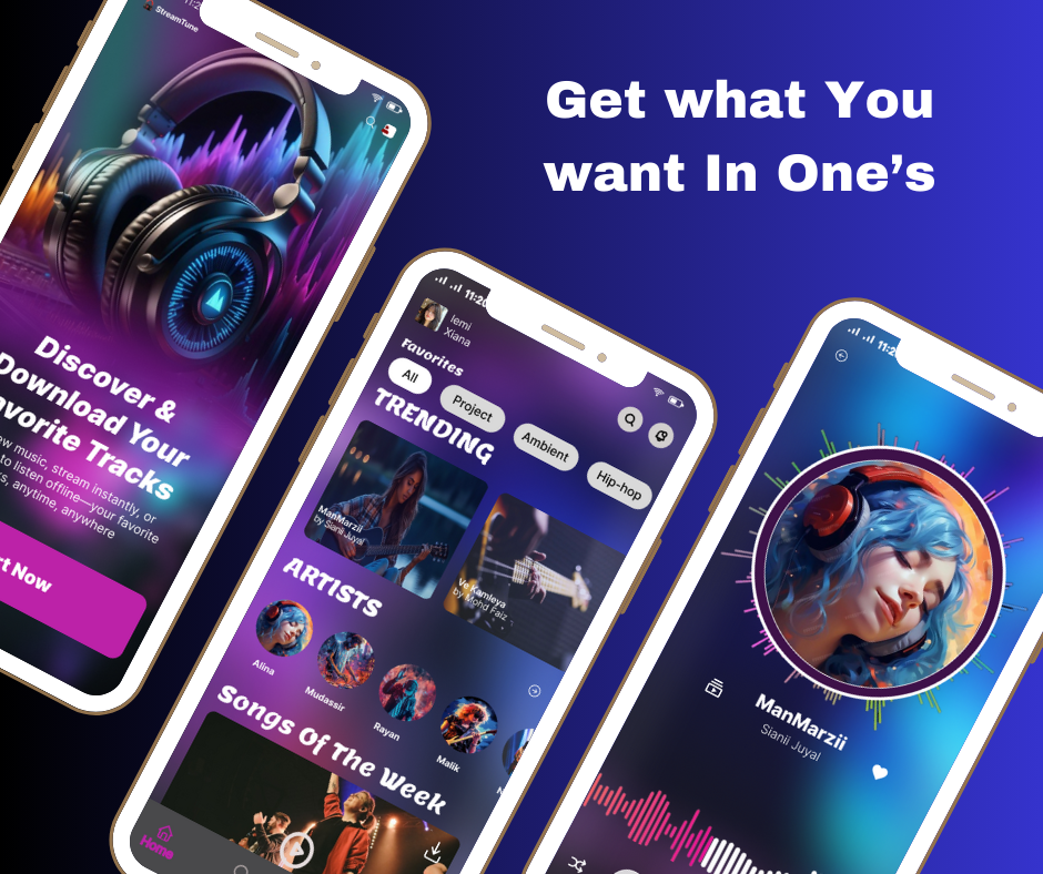 Music Mobile App – UI/UX Design with Interactive Prototype figma interaction design mobile app mobile ui mobile ux music app music streaming prototype ui design ux design