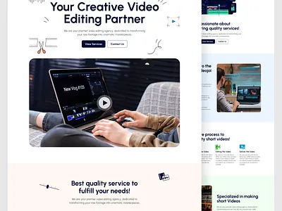 Video Editing Company Landing Page UI figma landing page ui website