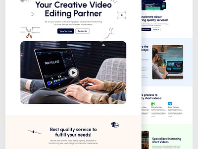 Video Editing Company Landing Page UI figma landing page ui website