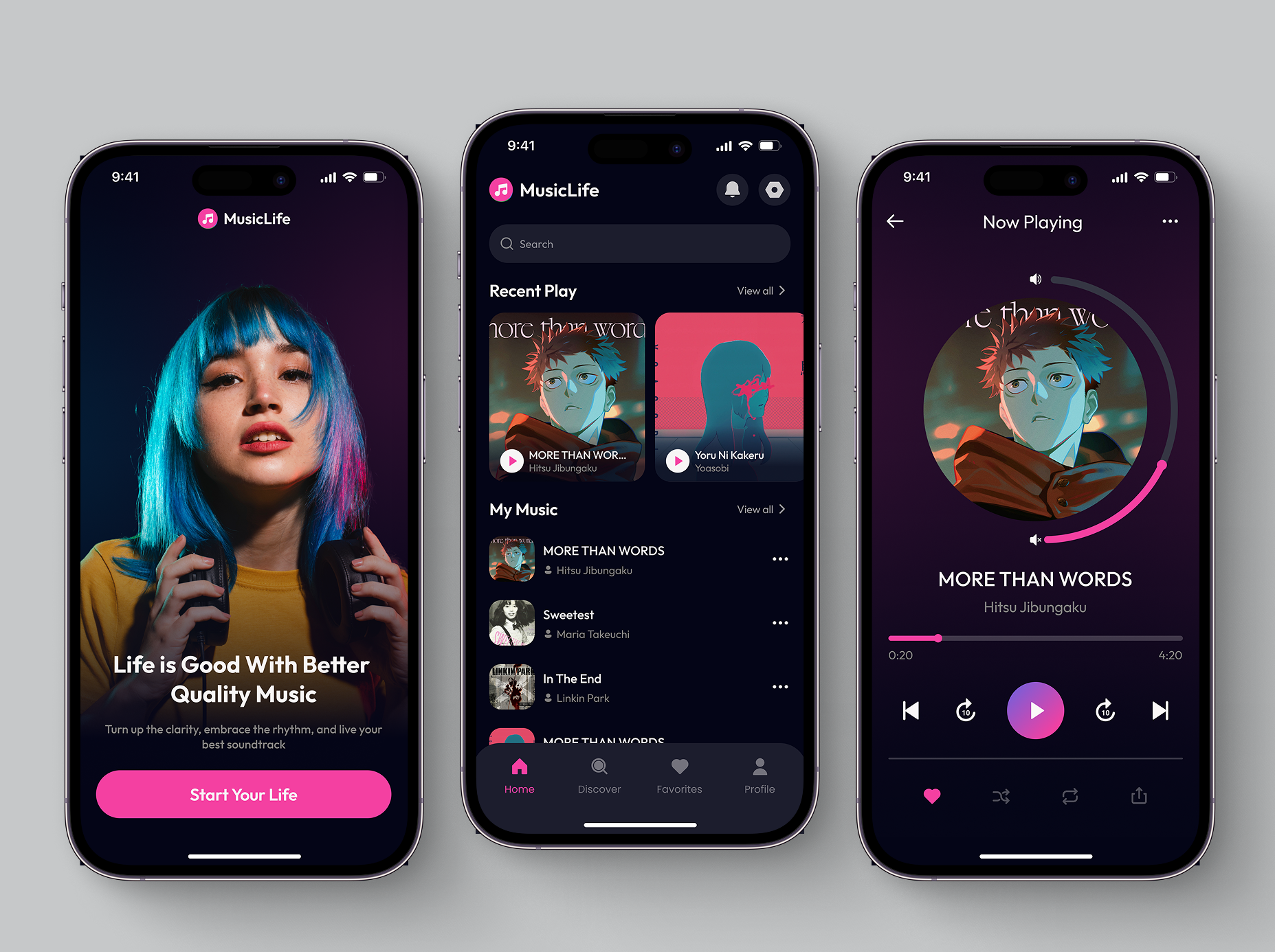 MusicLife - A Music App design illustration mobile app ui ux