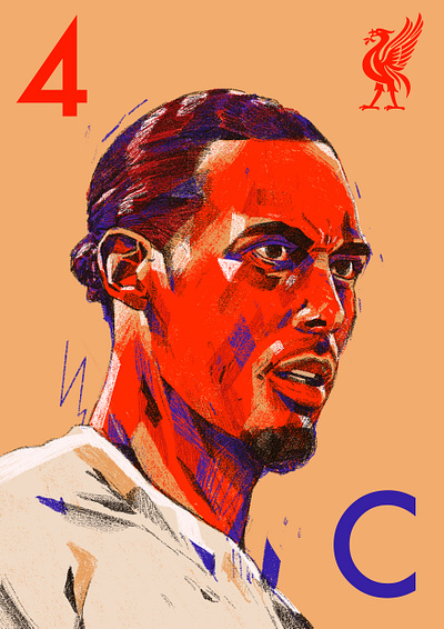 The Captain captain central defender character dutch fc liverpool football football portrait illustrated football illustrated soccer illustration illustrator netherlands people portrait portrait illustration procreate soccer soccer portrait van dijk