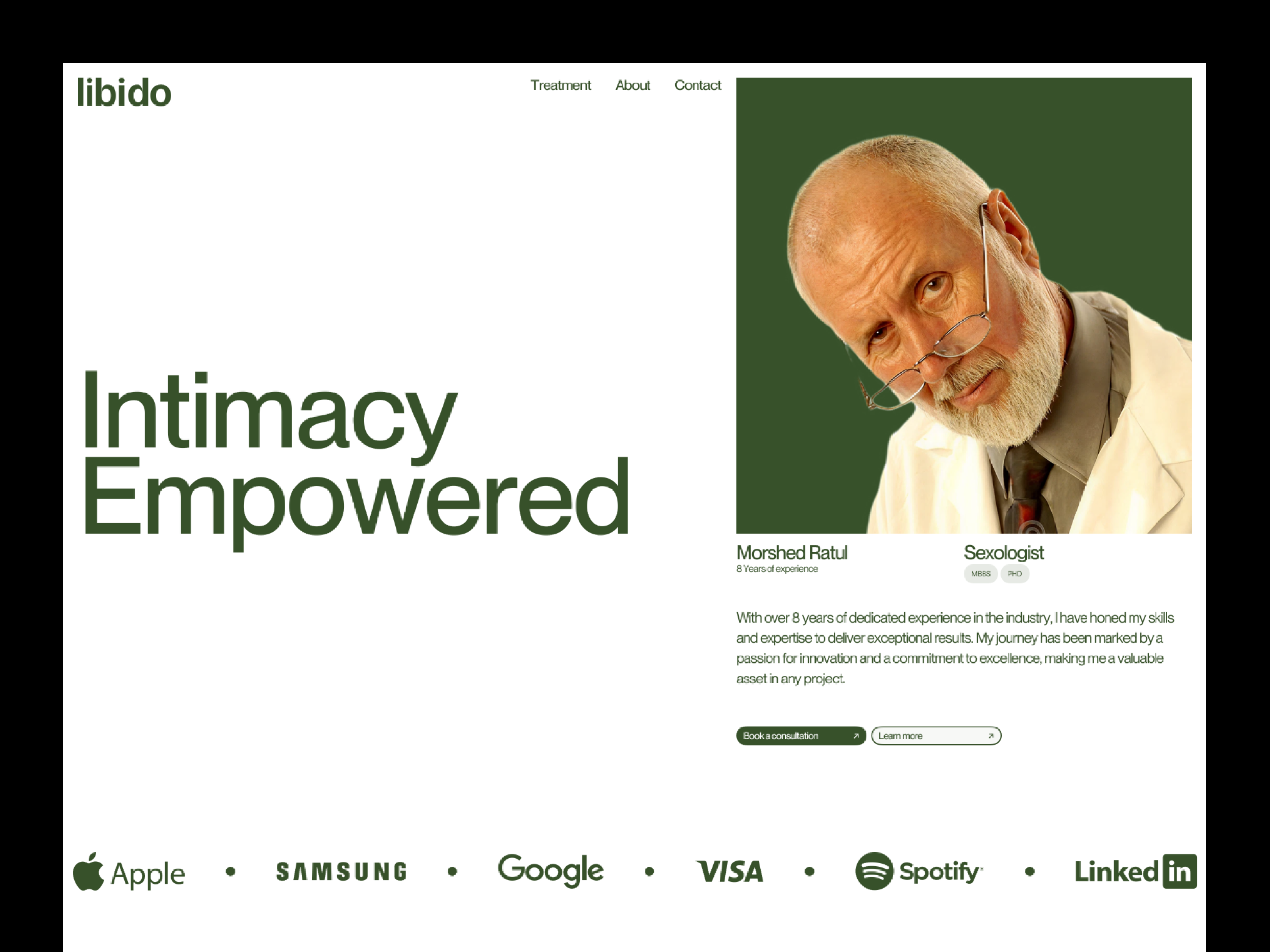 libido — UI/UX Design for Doctor's Personal Website Design clinic website doctor online profile doctor portfolio doctor profile doctor profile page doctor website figma design healthcare website landing page medical professional medical website modern website personal brand website personal branding personal website product design uiux design visual design web website design