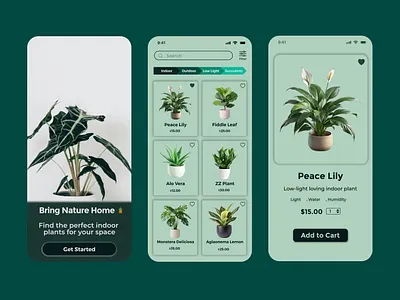 Indoor Plant Shopping App UI/UX | Mobile E-Commerce Design app concept e commerce mobile app design nature inspired design plant shopping product design ui user interface