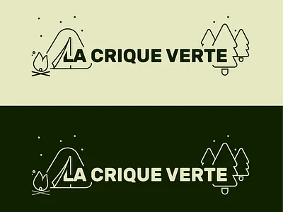 La crique verte brand branding campfire camping dekeyser design fire forest graphic design identity logo logos loic tent vector