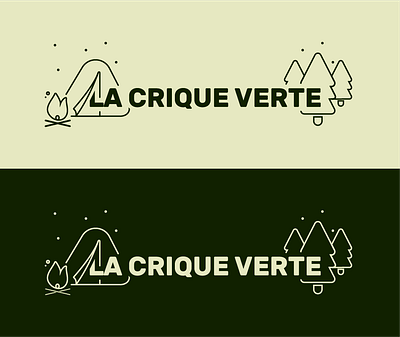 La crique verte brand branding campfire camping dekeyser design fire forest graphic design identity logo logos loic tent vector