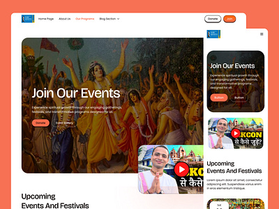 HKM Website | Event Page 2025 clean religious website event page hare krishna header design isckon temple modern religious website religious website responsive design spiritual website ui ux web ui website