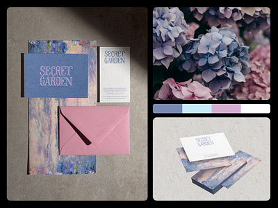 Secret Garden - Brand Identity blue brand identity branding dreamy elegant feminine flowers flwoer shop logo design magic nostalgic pink purple romantic visual identity