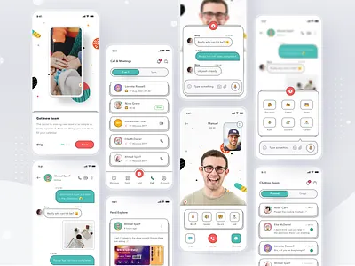 Chat Messenger App call card chat clean confererance design messanger mobile ui video