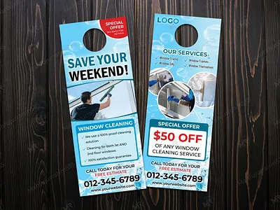 Window Cleaning Services Door Hanger Design window washing