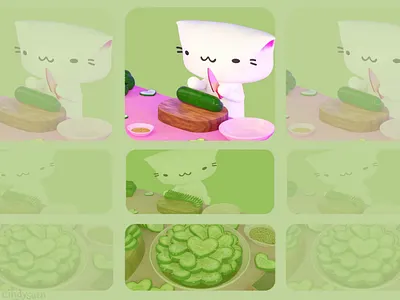 Cucumber Salad Time! animated comics animation b3d cat cindy suen comics cook cucumber gif salad