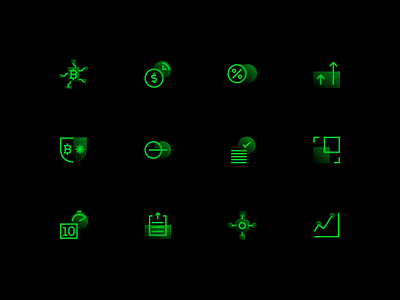 🪙 bitcoin icon set blockchain creative finance iconography green icons icon set mark minimal symbol ui web3 web3 icon set