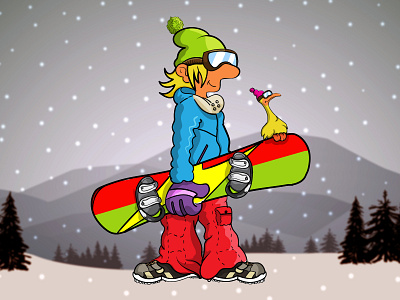 SanSurf Snowboarder branding illustration logo vector