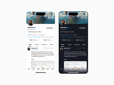 User Profile UI ux