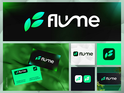 Flume Logo Design & Brand Identity Guidelines brand designer brand guidelines brand identity branding creative logo eco logo f logo graphic design green logo icon leaf logo lettering logo logo design logo mark logotype maxoint monogram nature logo startup