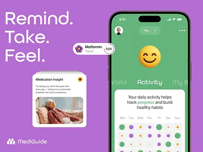 MediGuide® – Healthcare Mobile App animation app interaction biotech calm design ehealth app health app design health tracking healthcare app healthcare mobile app healthtech lifestyle app minimal design motion patient app product design ui inspiration ui ux design agency user experience ux design wellness app