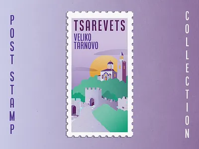 Post Stamp Illustration - Veliko Tarnovo bulgaria clean graphicdesign historical illustration illustration art illustrator post post stamp tourist vector