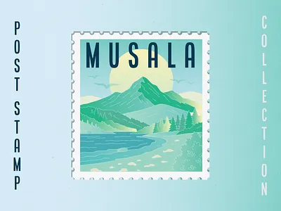 Post Stamp Illustration - Musala, Bulgaria bulgaria clean gradient graphic design graphicdesign illustration illustration art mountain post stamp tourist vector