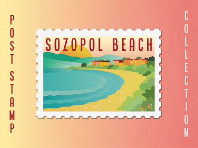 Post Stamp Illustration - Sozopol abstract clean graphicdesign illustration illustration art illustrator post stamp stamp design tourist travel vector