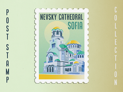 Post Stamp Illustration - Sofia abstract clean design graphicdesign illustration illustration art illustrator post stamp sofia stamp design tourist travel ui vector
