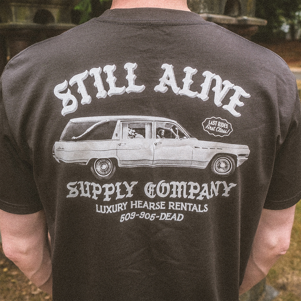 Dead Drop 006 apparel death graphic design grim reaper halftone hearse small business streetwear vintage