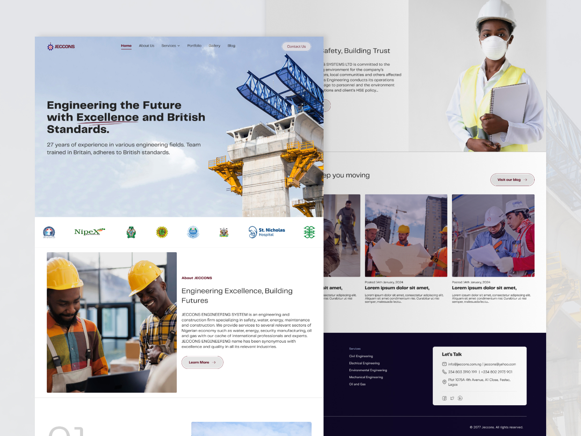 Jeccons - Construction Company app branding british company construction construction company design engineering future graphic design heropage homepage illustration inspiration logo services standard ui uiux vector