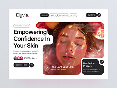 Elyvia - Skin Care Website Design 🌸 beautybrand beautydesign cleanui cosmeticsui creativeagency ecommerce landingpage minimaldesign modernwebdesign responsivedesign rompweb selfcaredesign skincarewebsite uiux webdesign wellnesswebsite