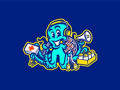 Beach Flag Cup '25 merch beachflagfootball cartoon characterdesign crew t shirt event branding flag football football mascot mascotdesign merchandise octopus sports branding sports design staff t shirt vector