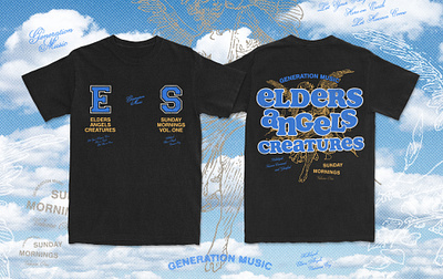Elders, Angels, Creatures T-shirt Design angel art branding church design church graphics faith based generation music graphic design graphic tee merch merchandise t shirt design typography worship merch