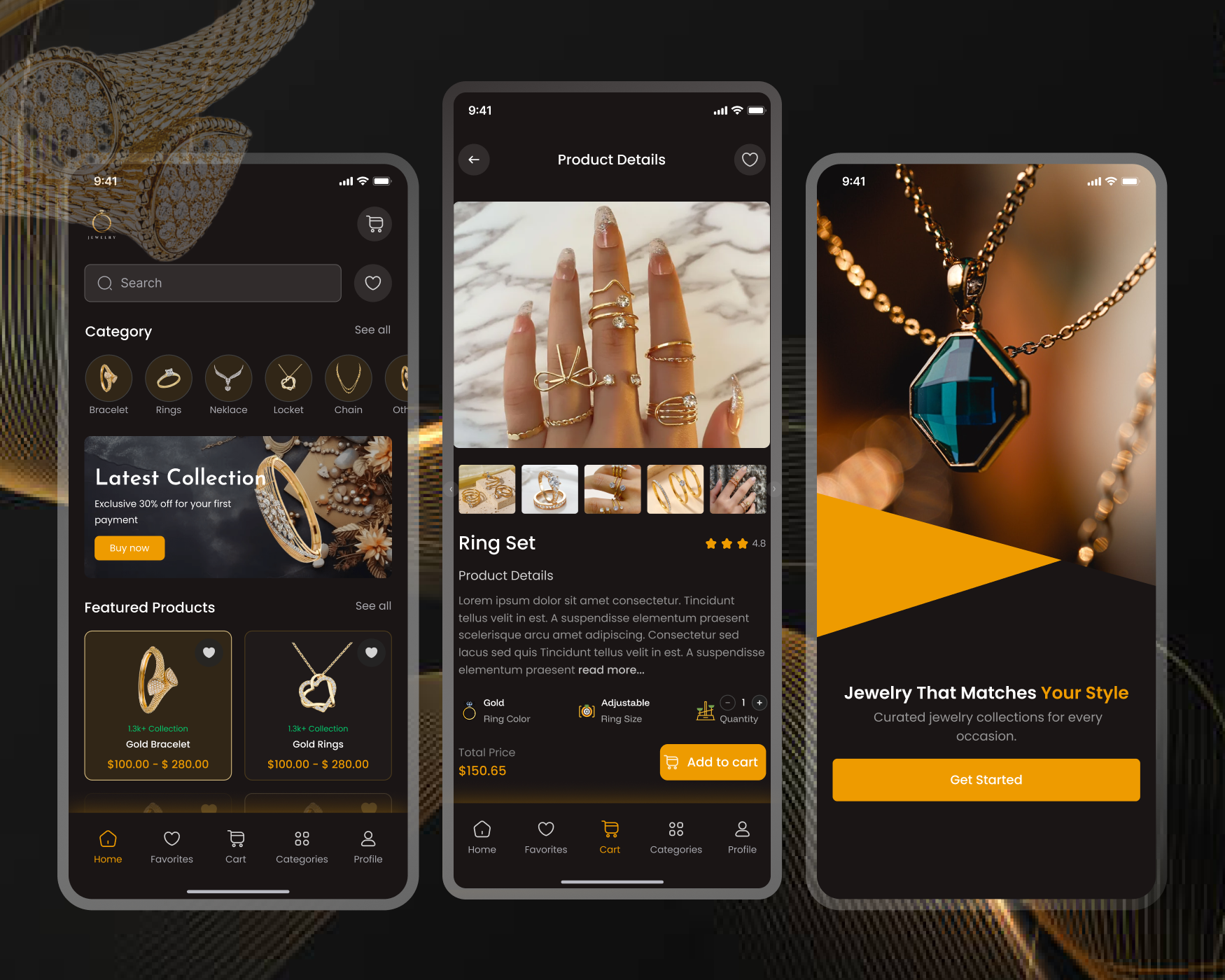 JEWELRY APP UI DESIGN 3d animation app branding design graphic design illustration jewelry logo ui vector