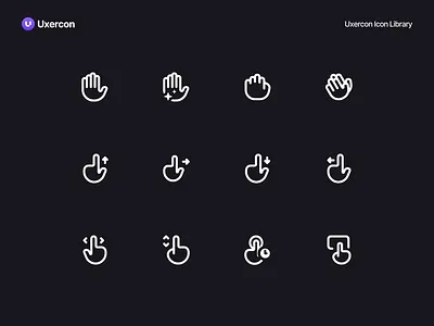Hand & Gesture - Uxercon Icon Library animation arm design figma finger gesture gesture icon hand hand and gesture hand icon human icon icon design logo people touch ui uiux ux uxercon