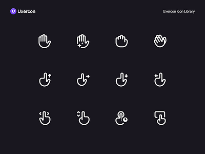 Hand & Gesture - Uxercon Icon Library animation arm design figma finger gesture gesture icon hand hand and gesture hand icon human icon icon design logo people touch ui uiux ux uxercon