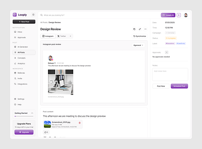 Social Media Management - Looply clean dashboard graphic design management media minimalist modern simple social ui uiux ux