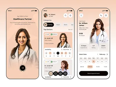 Online Doctor Appointment App app design appointment appointment booking app clean app clinic doctor doctor app doctor booking app health healthcare healthcare app medical app medicine mobile app oripio patient ui design ui ux design agency