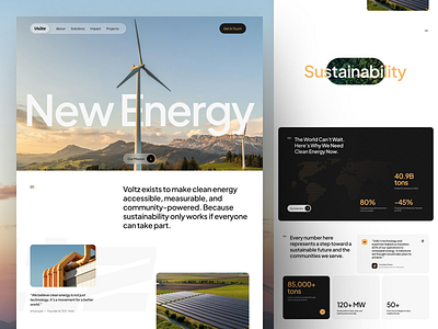 Voltz – Renewable Energy Landing Page branding clean design energy landing page layout design minimal renewable energy sustainability ui ui design uiux ux design web design website