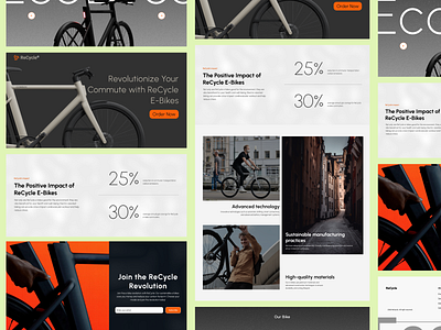 Recycle E-Bike Website Moodboard – Hero, Features & CTA calltoaction cleanui ebikedesign ecommercedesign greenmobility herosection landingpagedesign minimaldesign moodboard productdesign relumedesignleague sustainabledesign uidesign visualdesign websitedesign