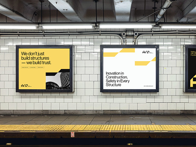 Implementation Design - Aro Construction billboard design brand guidelines brand identity branding clean design design habito hatypo implemetation logo logo design minimalist mockup poster visual identity