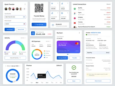 Finance Components ✨ bank app bank app design branding cards chart components design finance finance app finance design finance onboarding finance software finances fintech graph mobile app statistic ui uidesign uiux