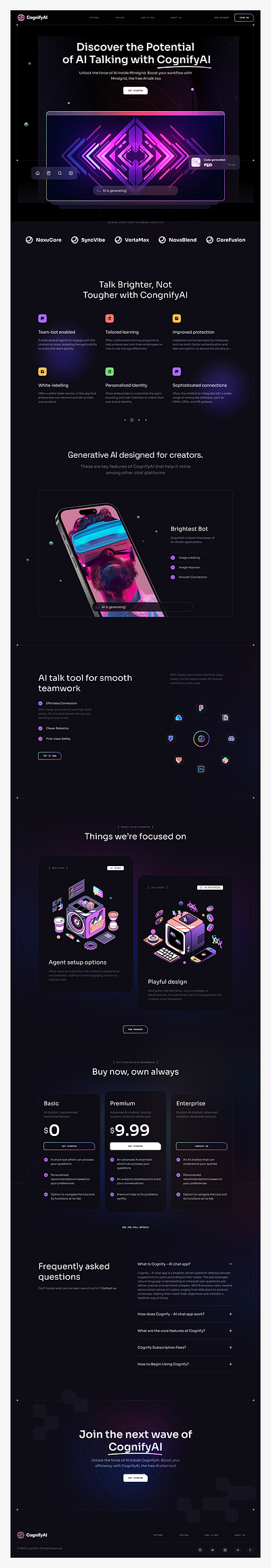 CognifyAI – Conversational AI Chatbot Landing Page ai chabot landing page ui