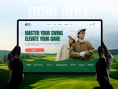 Grin Golf-Golf Website & UX UI Design ai branding design ecommerce ecommerch golf golf website graphic design landing page landingpage logo minimal saas sports typography uiux web web landing page webdesign website